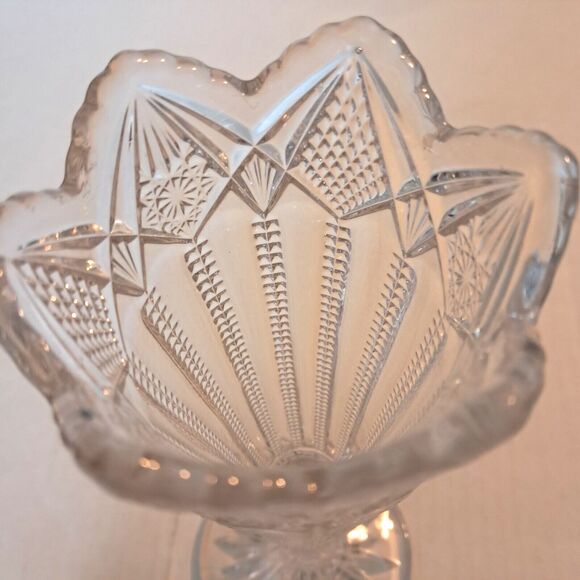 Clear Cut Glass Trumpet Footed Bud Vase 8.5" - Picture 6 of 13